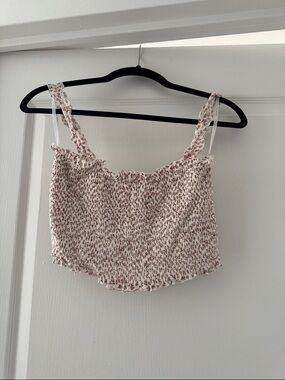 Faithfull the Brand Rowe Pink Floral Smocked Crop Top